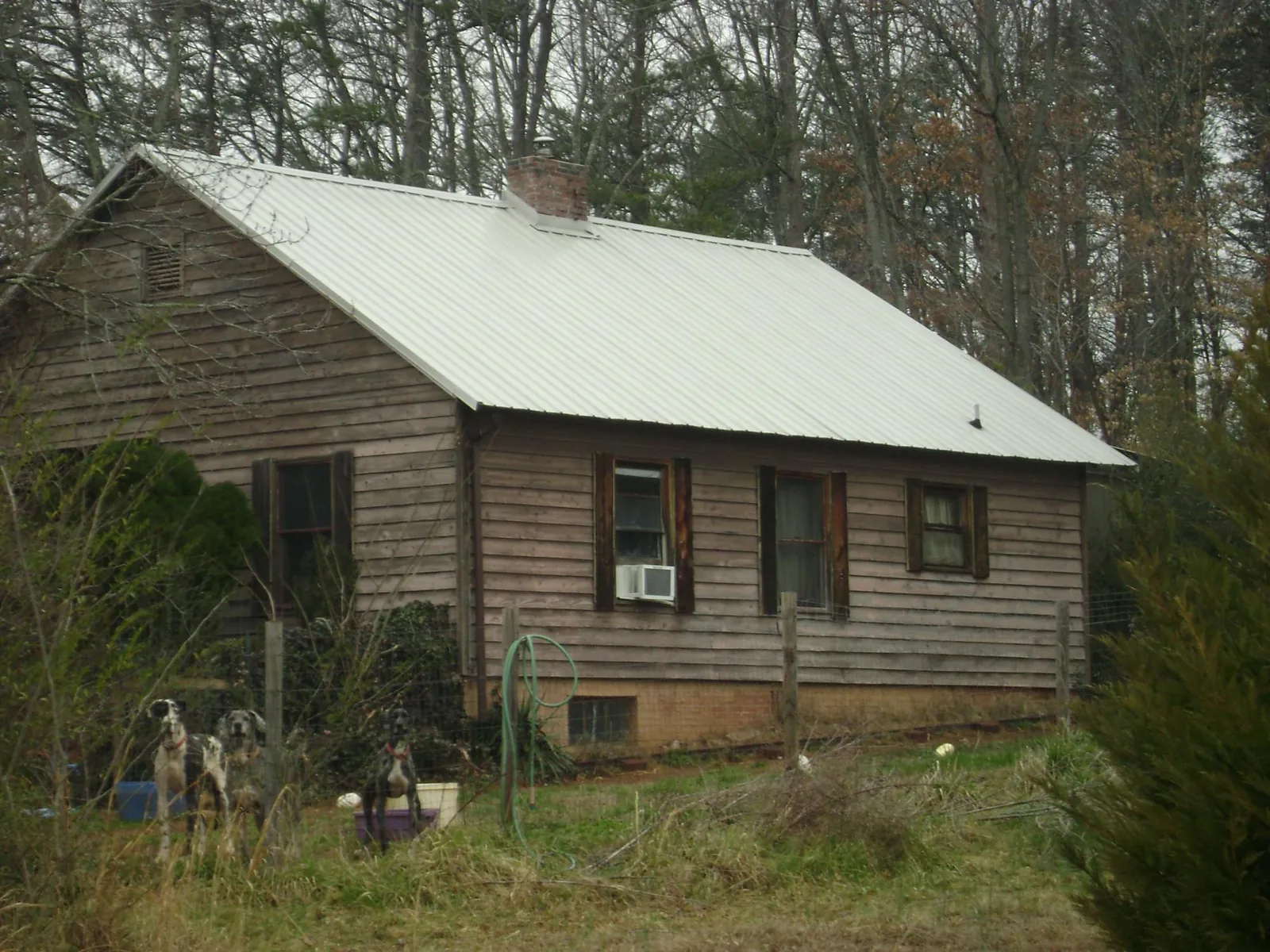 White metal roof on an old wood sided farmhouse, from a Asphalt Shingle Roof Repair job in Stratton